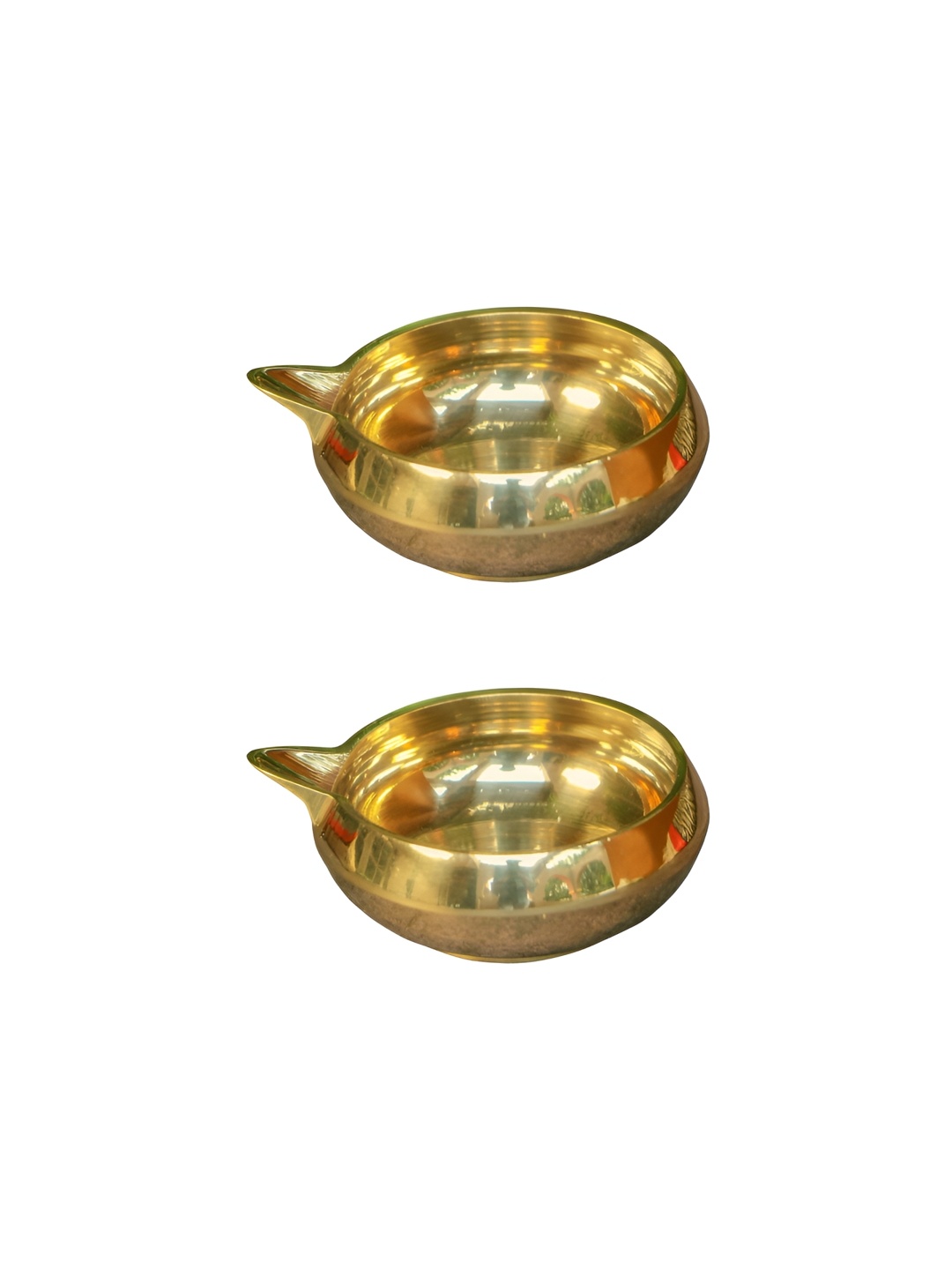 

Ambi Home Set Of 2 Yellow Brass Kuber Deepam, Gold