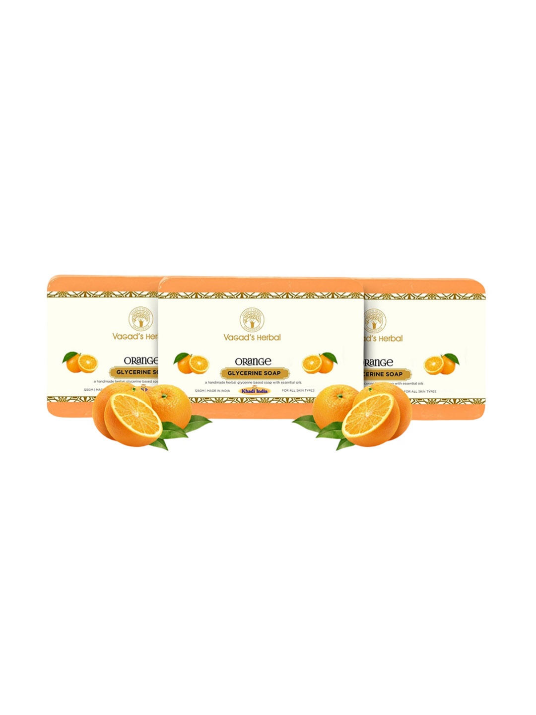 

Vagads Set Of 3 Khadi India Orange Soaps - 375 g Each