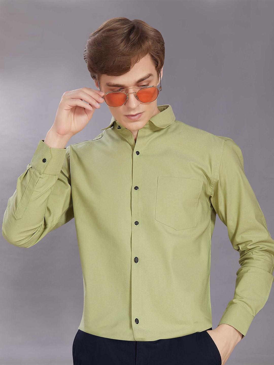 

DIVISIVE Men Club Slim Fit Opaque Casual Shirt, Green