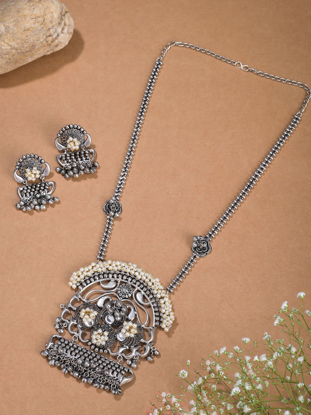 

Designbox Pearl Beaded Jewellery Set, Silver