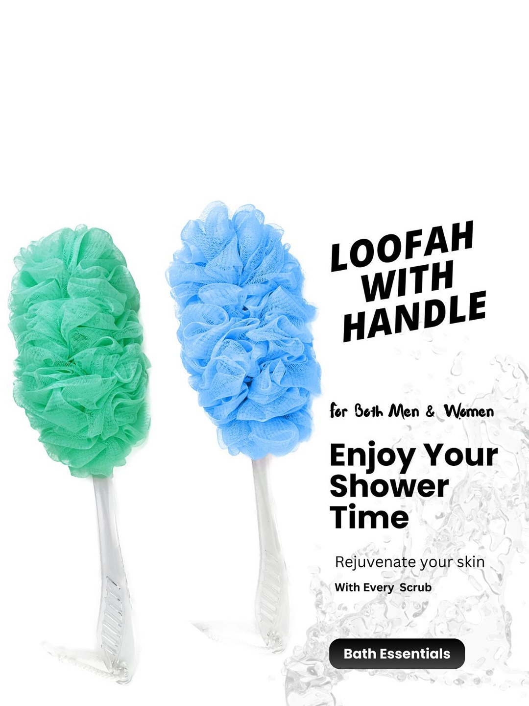 

CareDone Set Of 2 Long Loofah With Handle, Blue