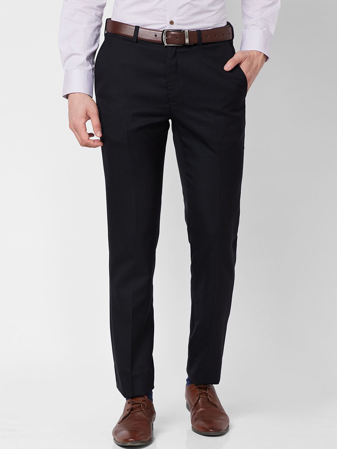 

Raymond Men Mid Rise Formal Trousers, Black