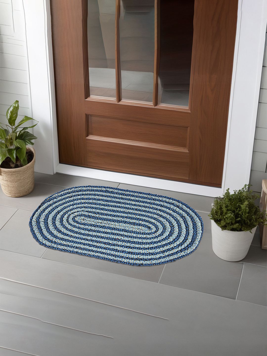 

Kuber Industries Maroon & Blue 4 Pieces Cotton Anti-Slip Doormats