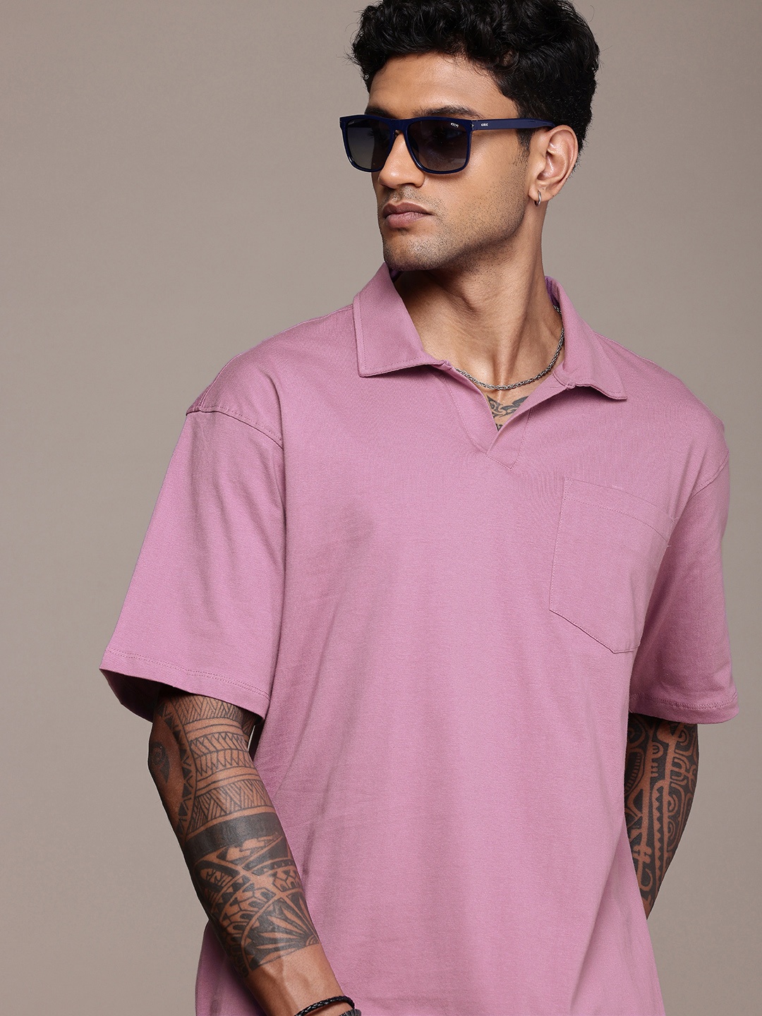 

Roadster The Life Co. Polo Collar Pure Cotton T-shirt, Purple