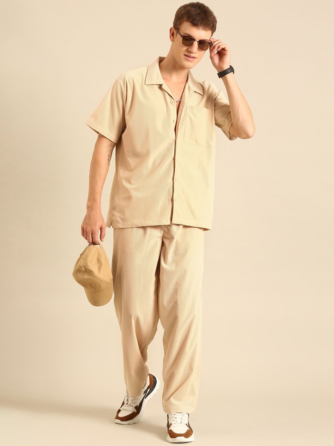 

Joven Striped Shirt With Trouser, Cream