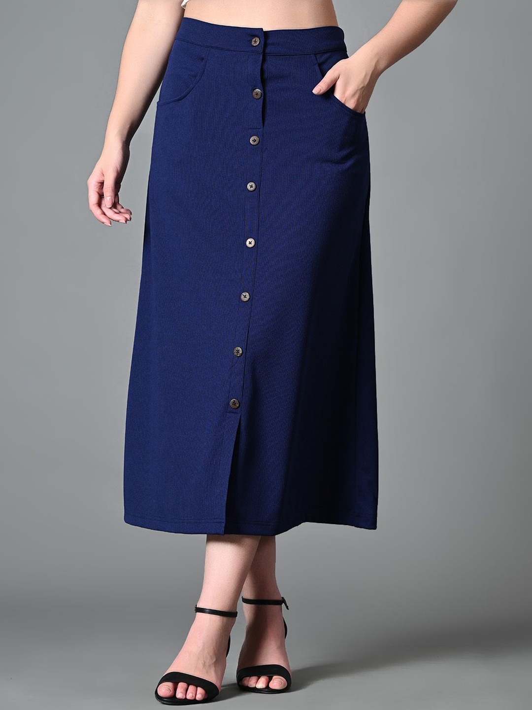 

Roadster Ribbed A-Line Mini Skirts, Navy blue