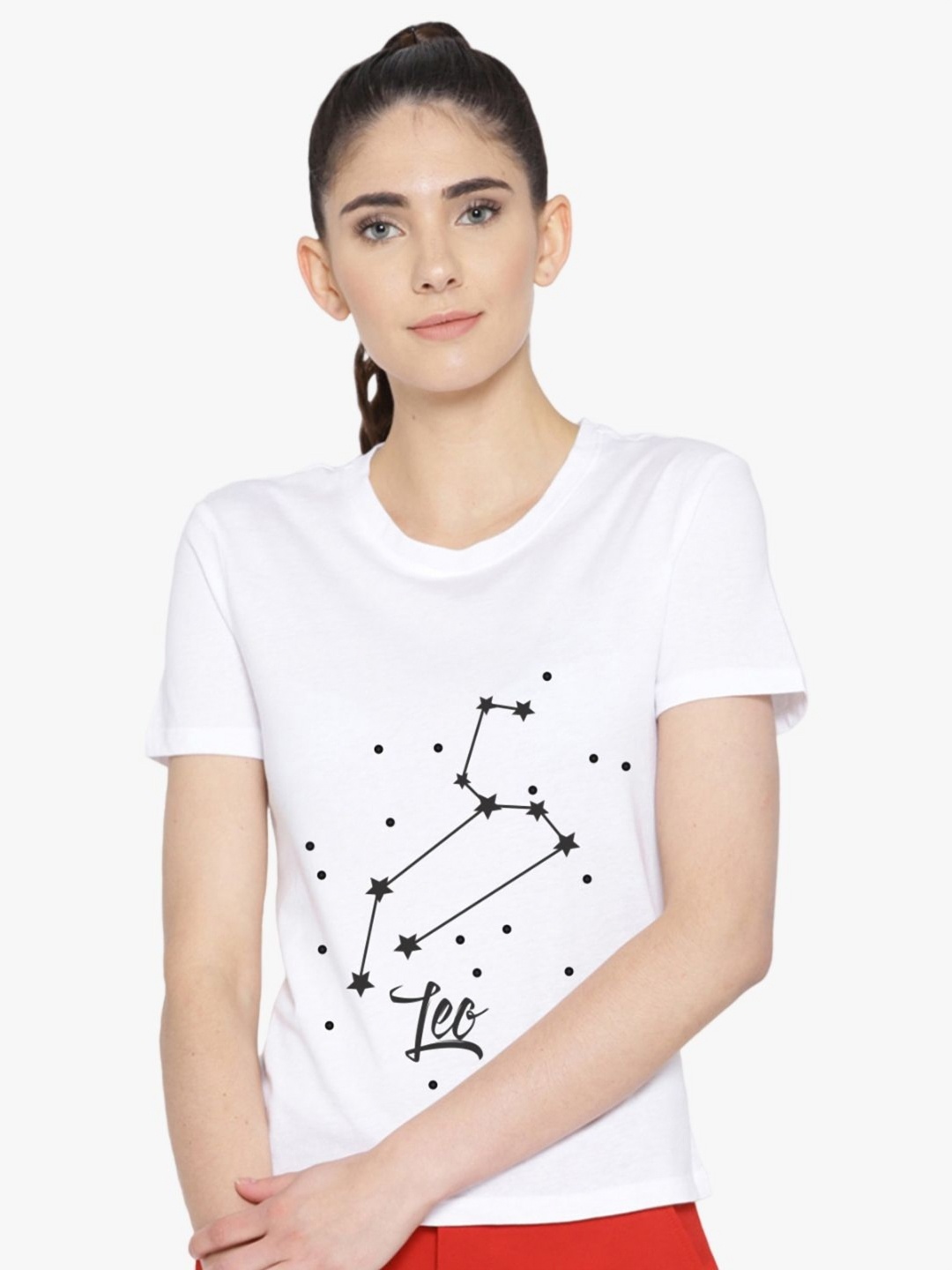 

First Row Women Graphic Printed Round Neck Cotton T-shirt, White
