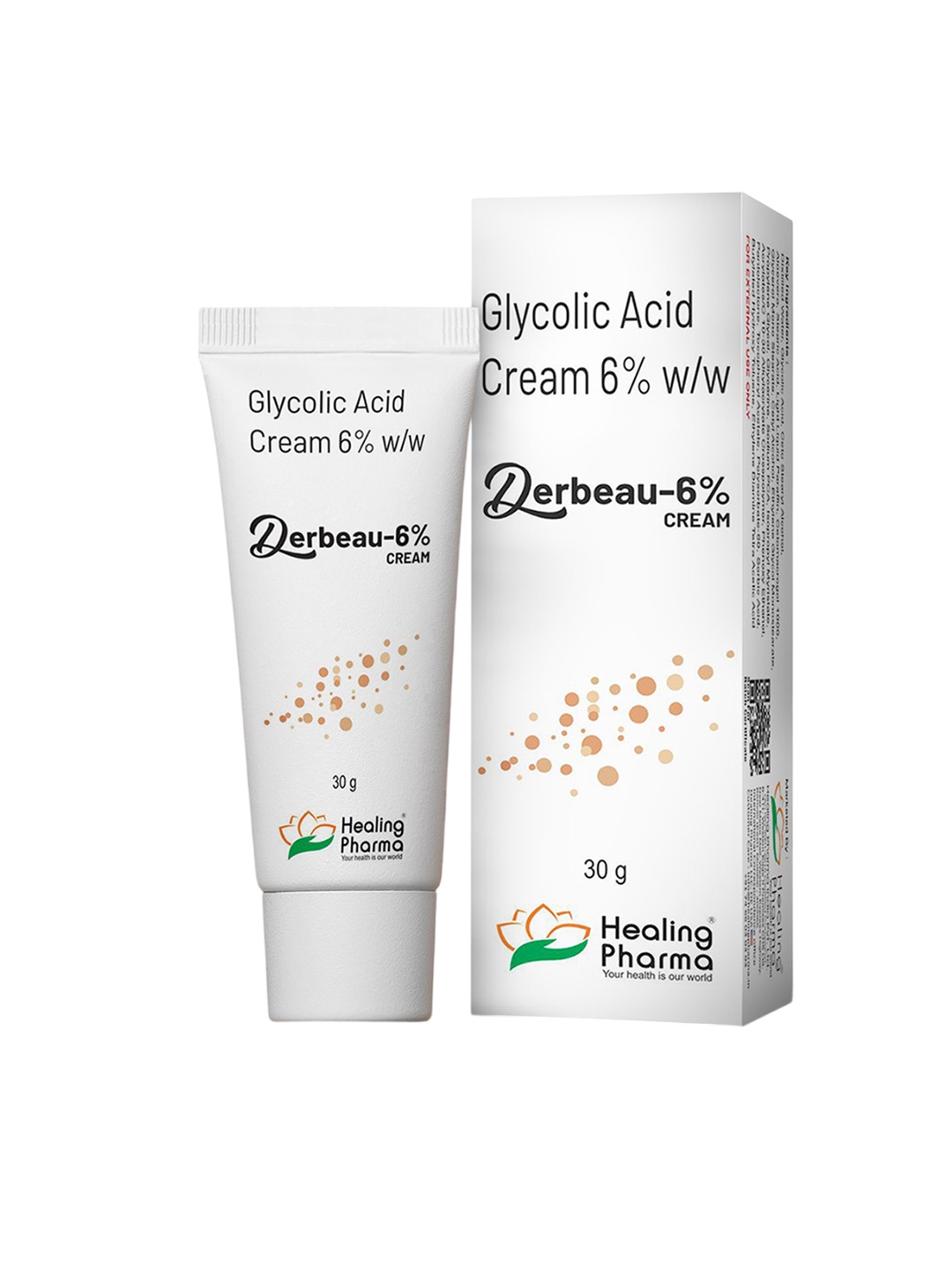 

Healing Pharma Derbeau Glycolic Acid Cream 6% W/W- 30g, White