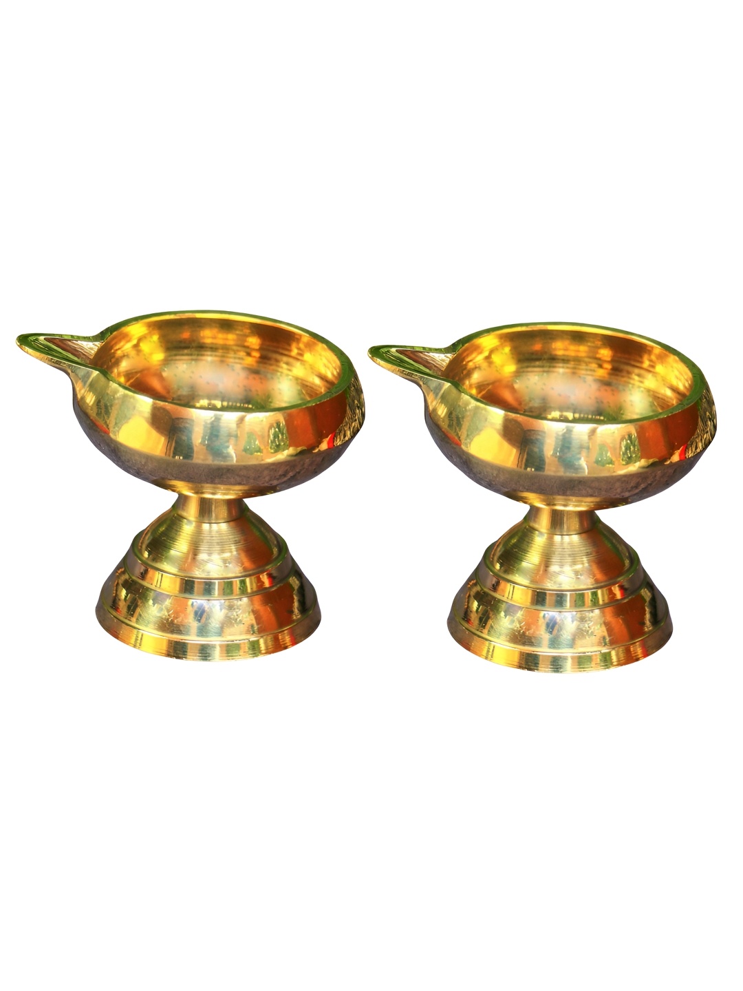 

Ambi Home Set Of 2 Yellow Brass Deepam, Gold