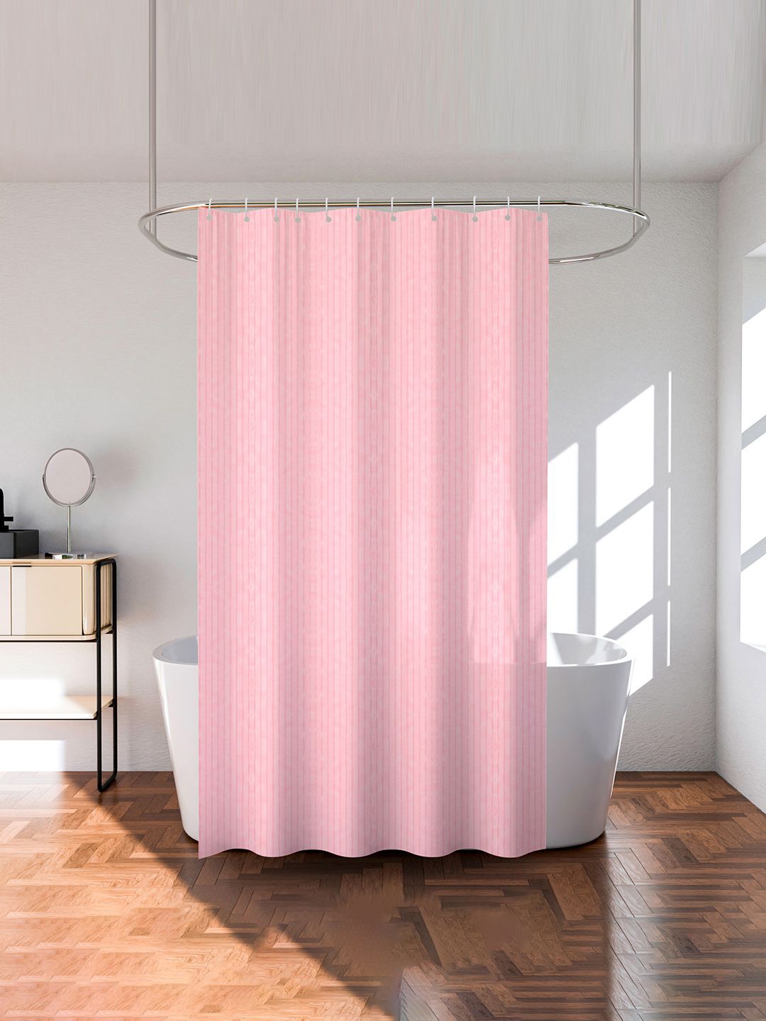 

Kuber Industries Pink Printed Waterproof Shower Curtains