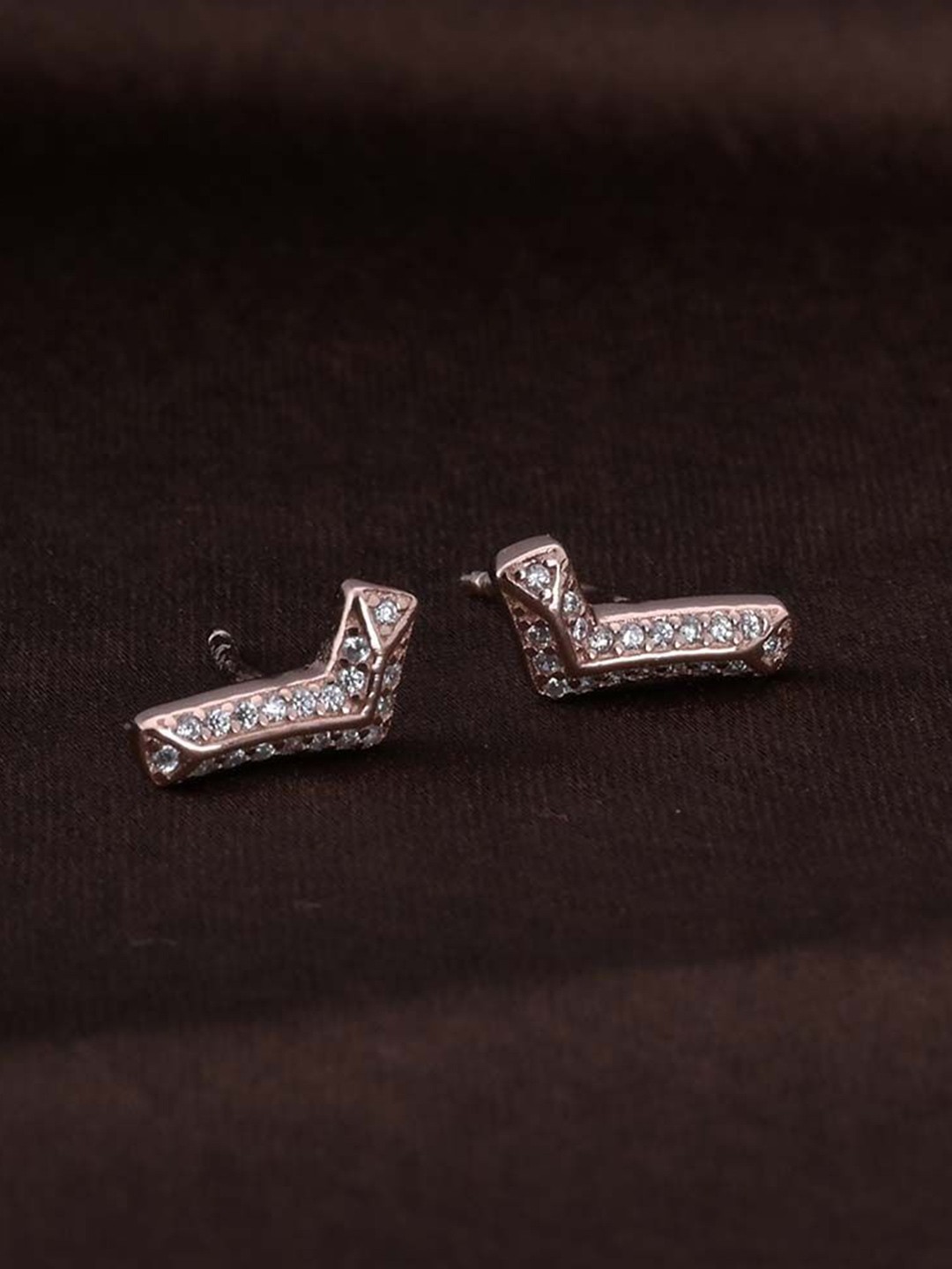 

PALMONAS Rose Gold Plated Stainless Steel Cubic Zirconia Studs