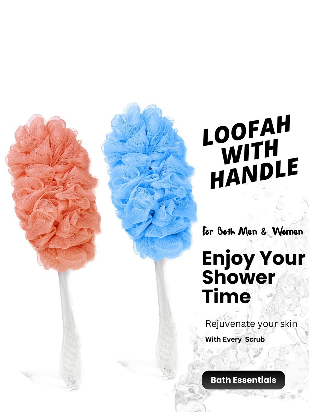 

CareDone Set Of 2 Long Loofah With Handle, Blue
