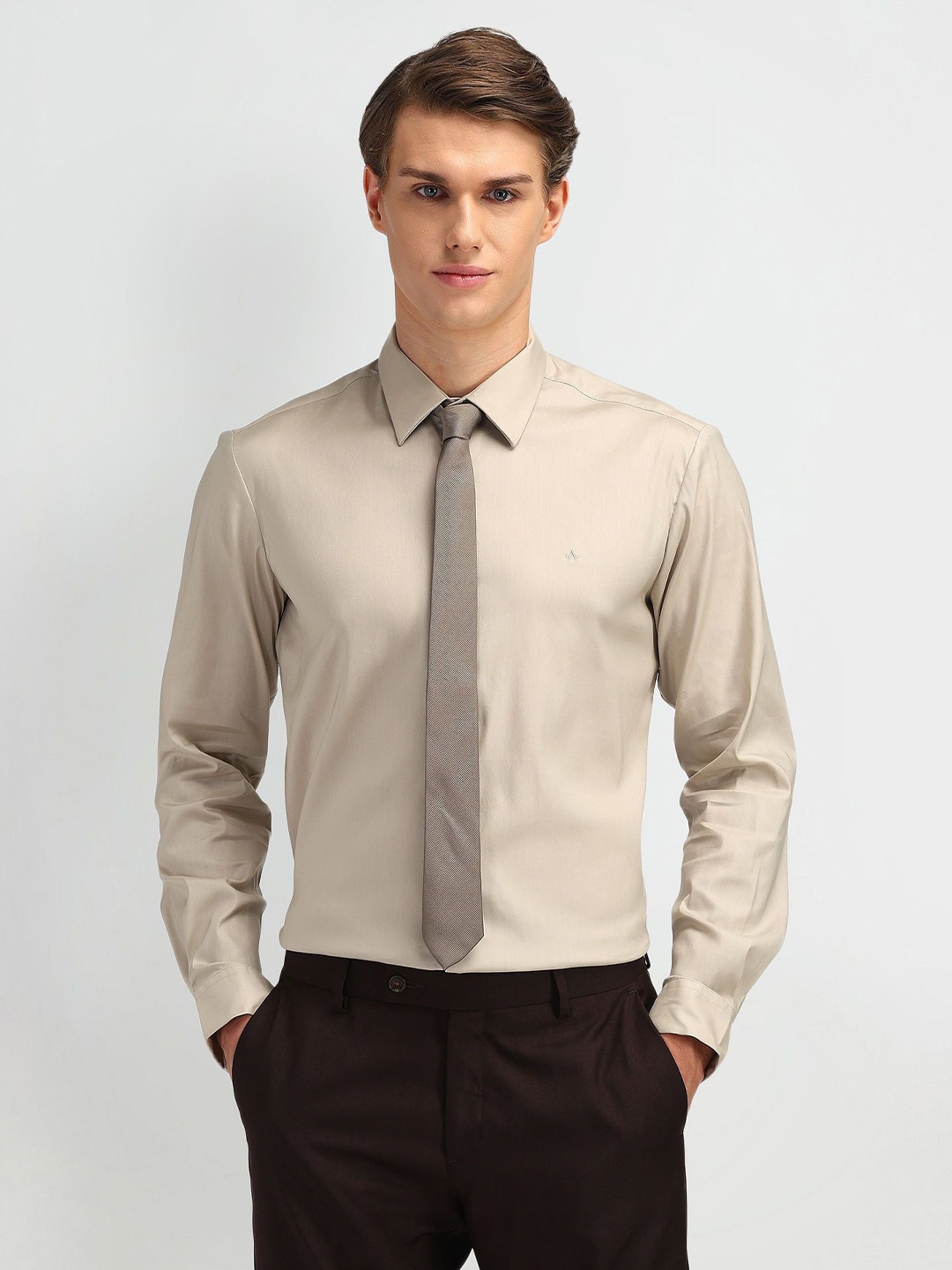 

Arrow New York Men Modern Slim Fit Opaque Formal Shirt, Khaki