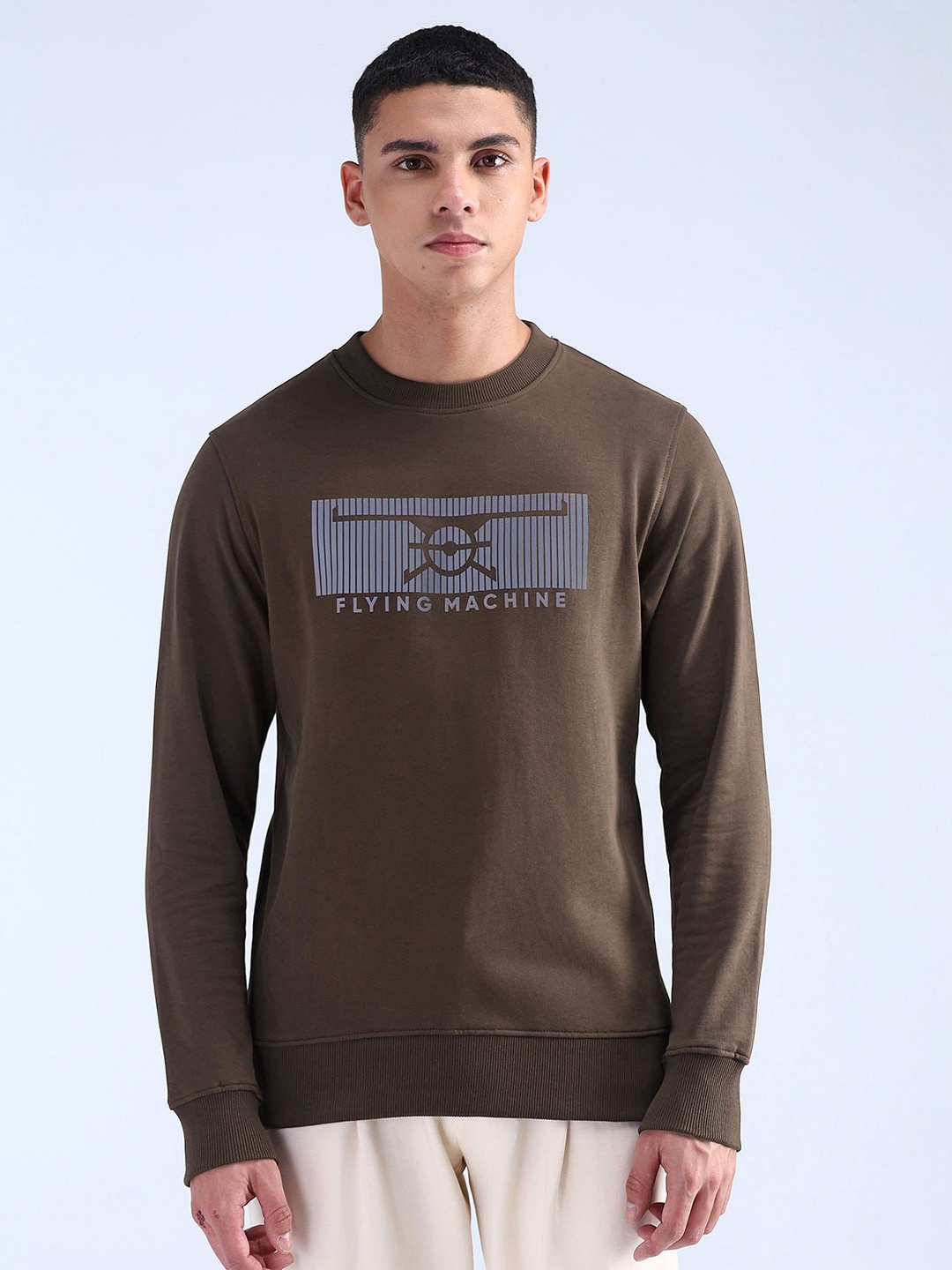 

Flying Machine Men Printed Sweatshirt, Brown