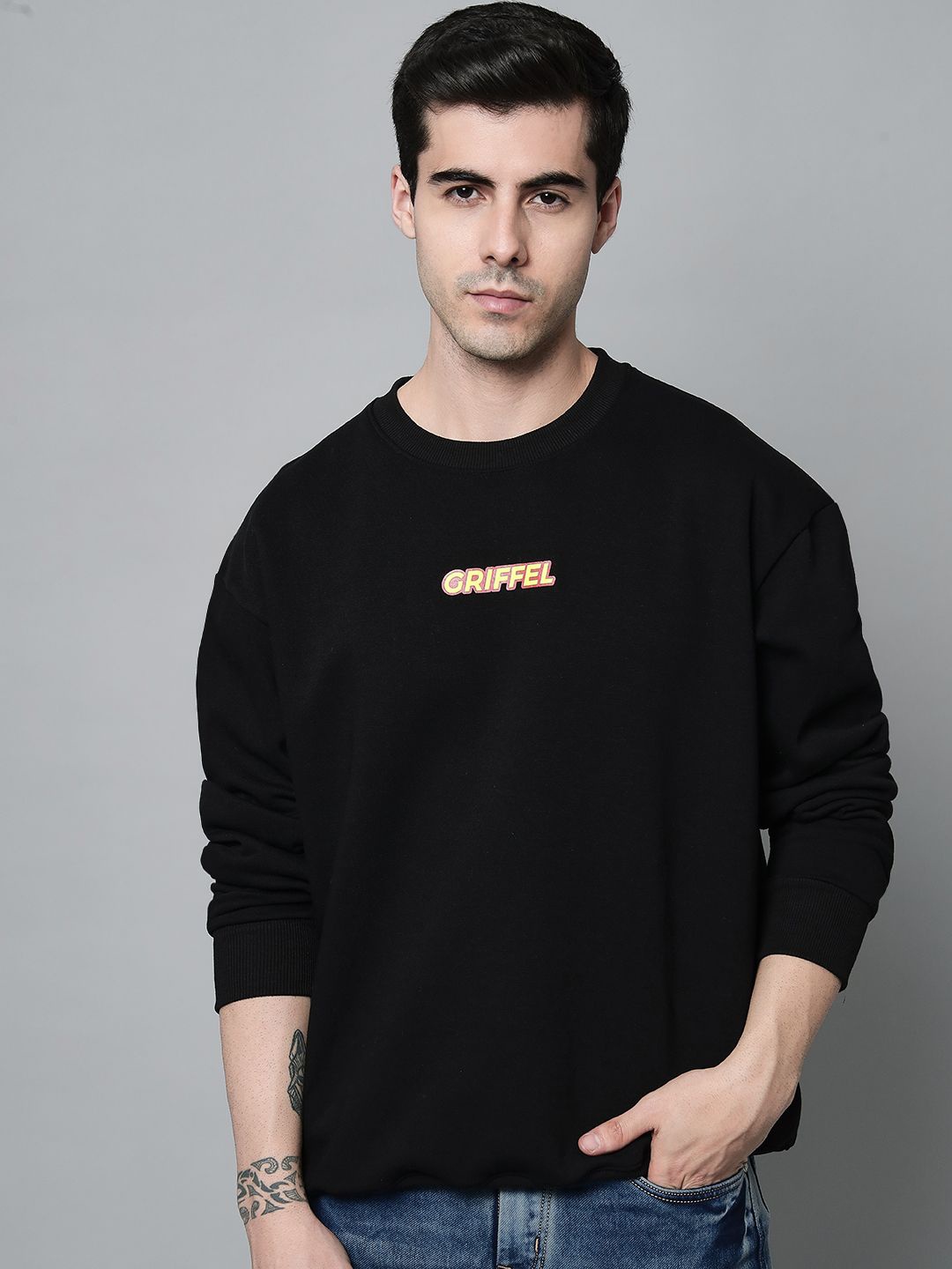 

GRIFFEL Men Printed Sweatshirt, Black