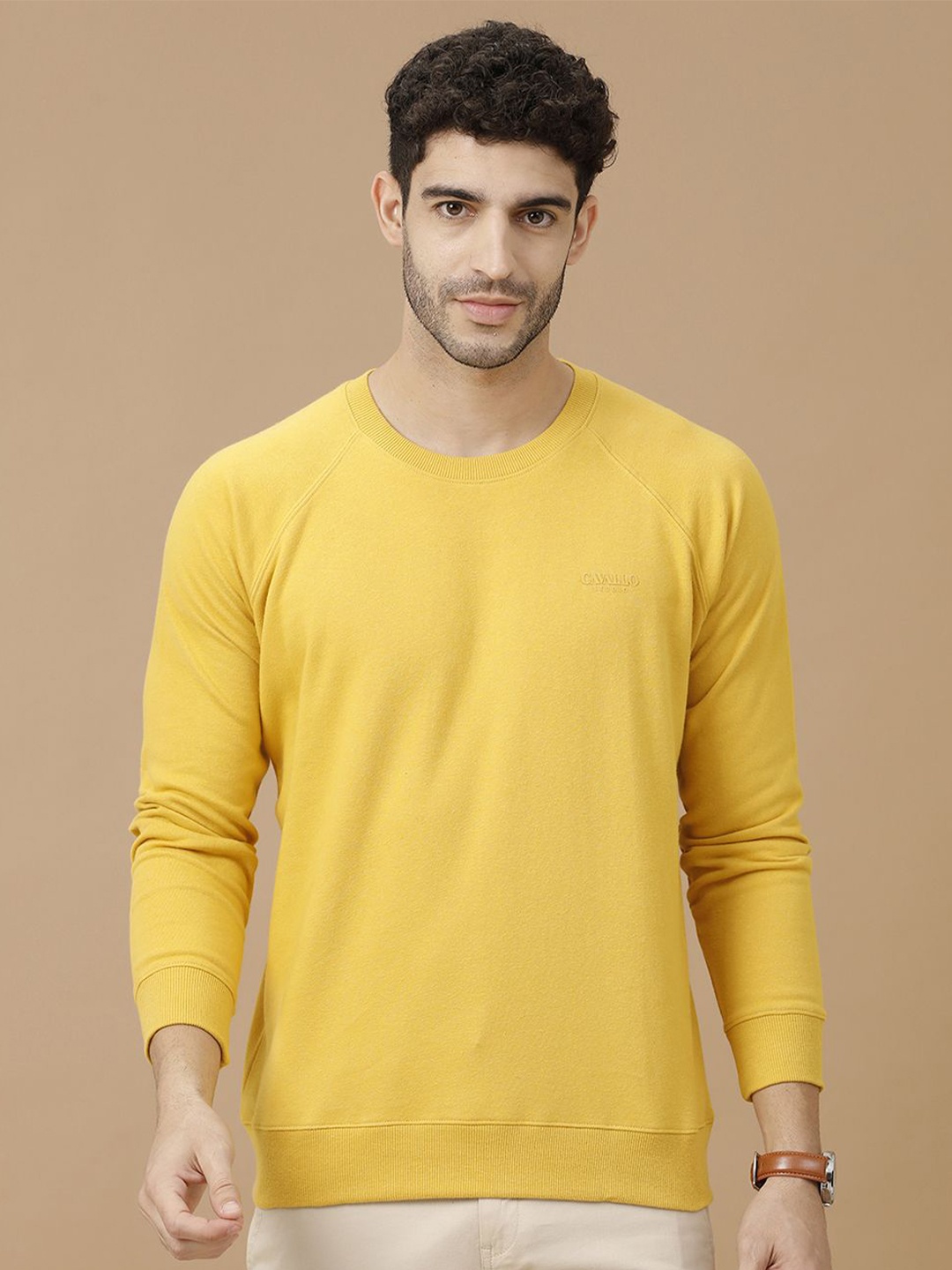 

CAVALLO by Linen Club Men Sweatshirt, Yellow