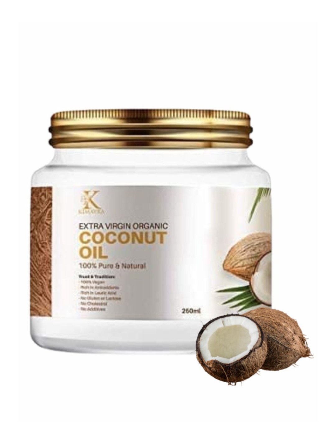 

Kimayra World Extra Virgin Organic Cold Pressed Coconut Oil-250ml, White