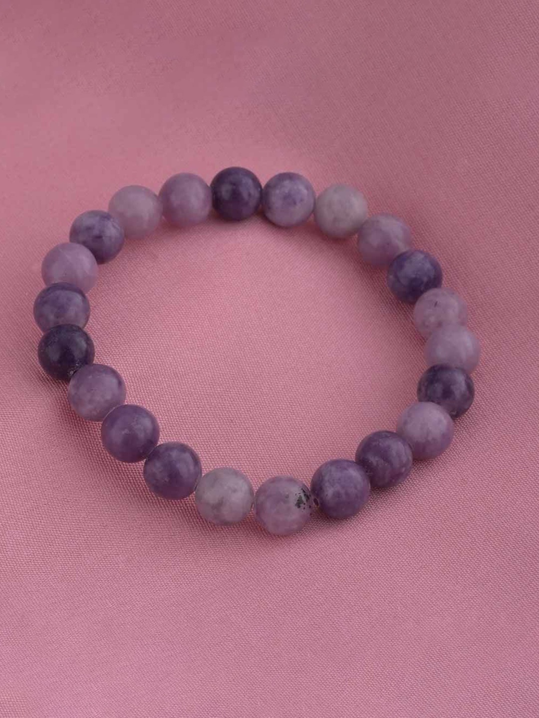 

PALMONAS Men Stainless Steel Tigers Eye Beaded Elasticated Bracelet, Purple