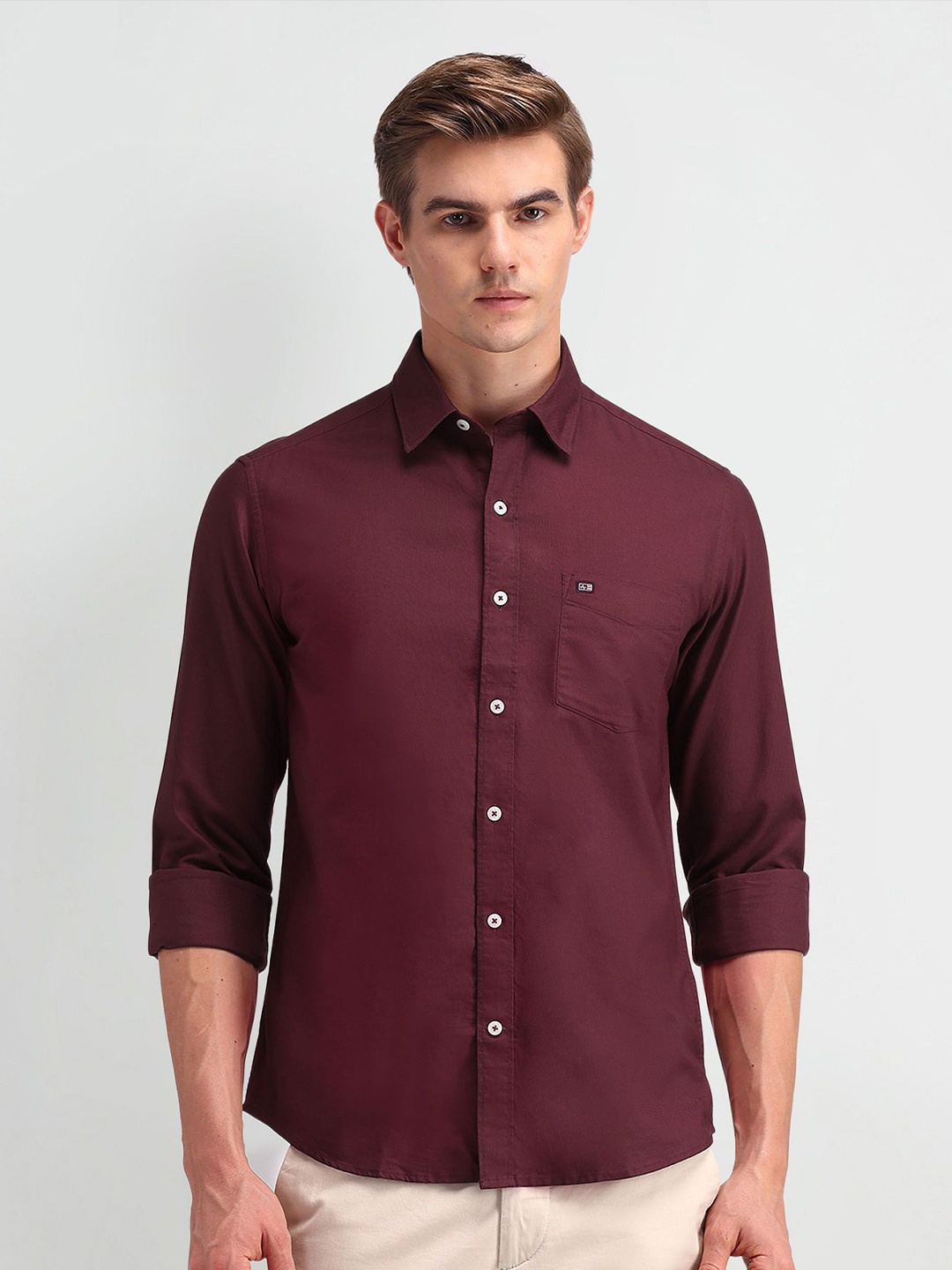 

Arrow Sport Men Modern Slim Fit Opaque Casual Shirt, Red