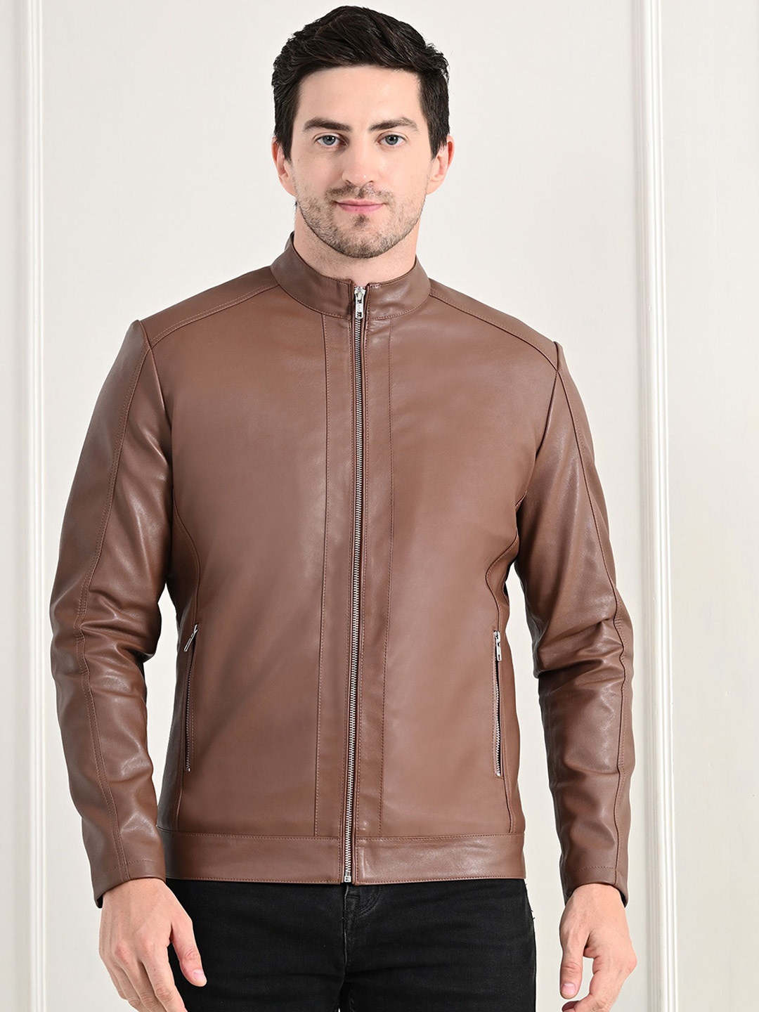 

TBOJ Men Lightweight Biker Jacket, Tan