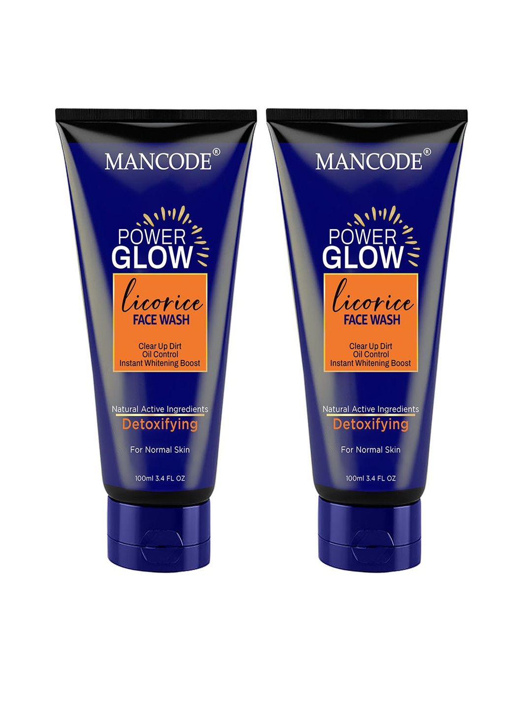 

MANCODE Set Of 2 Power Glow Licorice Face Wash For Oil Control & Instant Glow- 100ml Each, Black