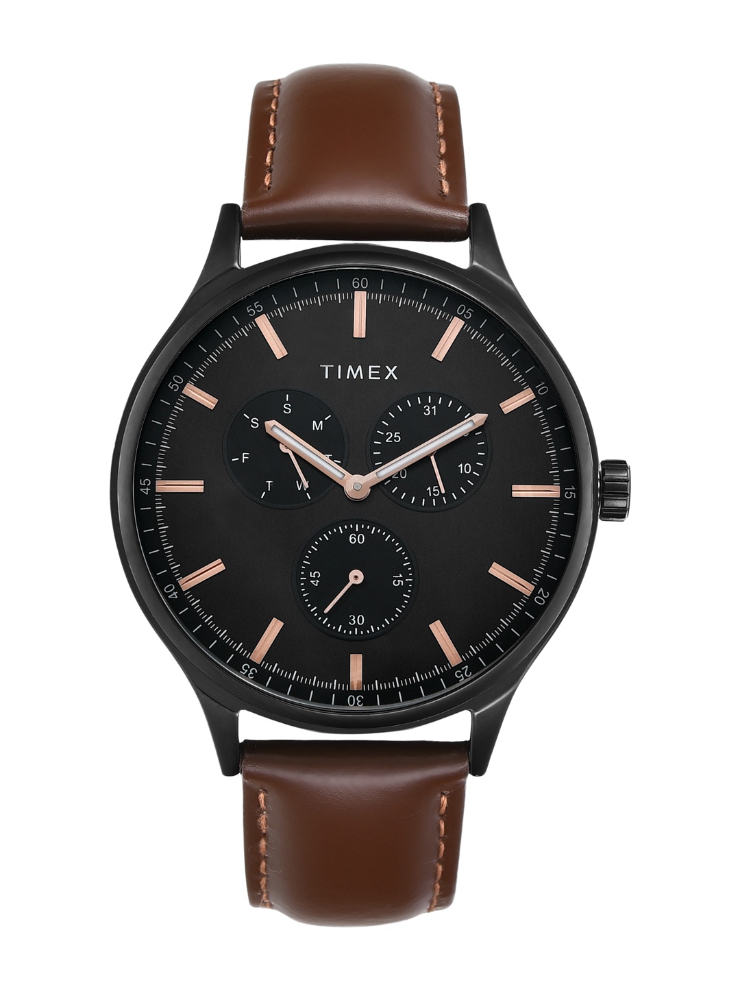 

Timex Men Leather Straps Analogue Multi Function Watch TWEG184SMU15, Black