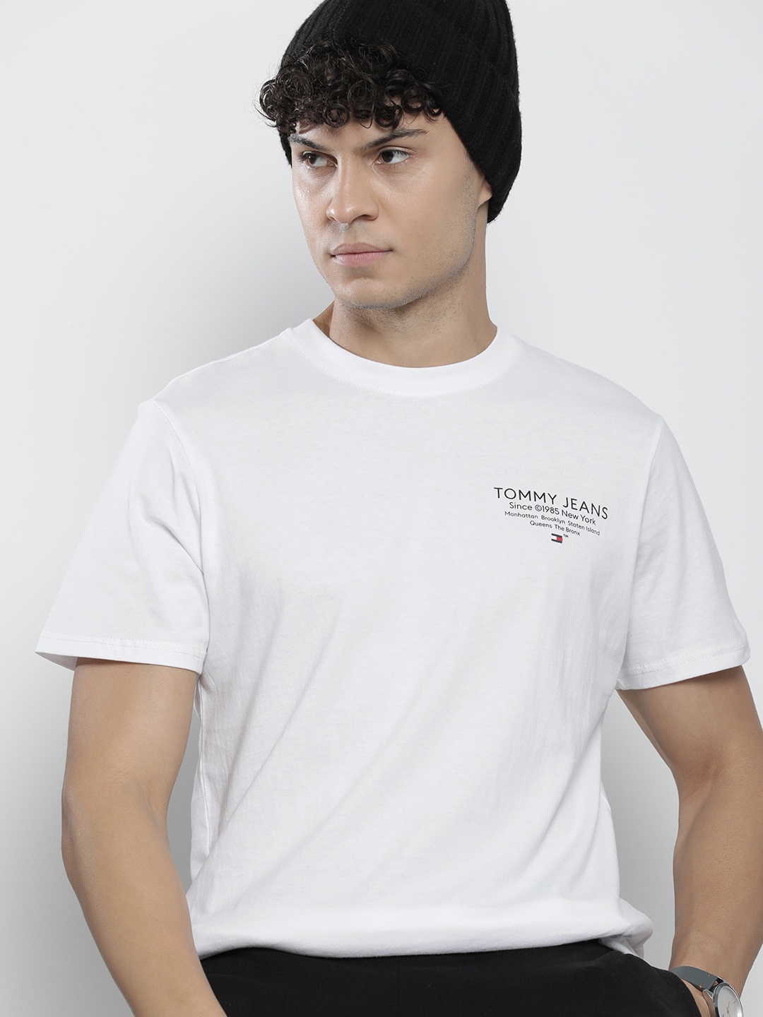 

Tommy Hilfiger Brand Logo Printed Pure Cotton Slim Fit T-shirt, White