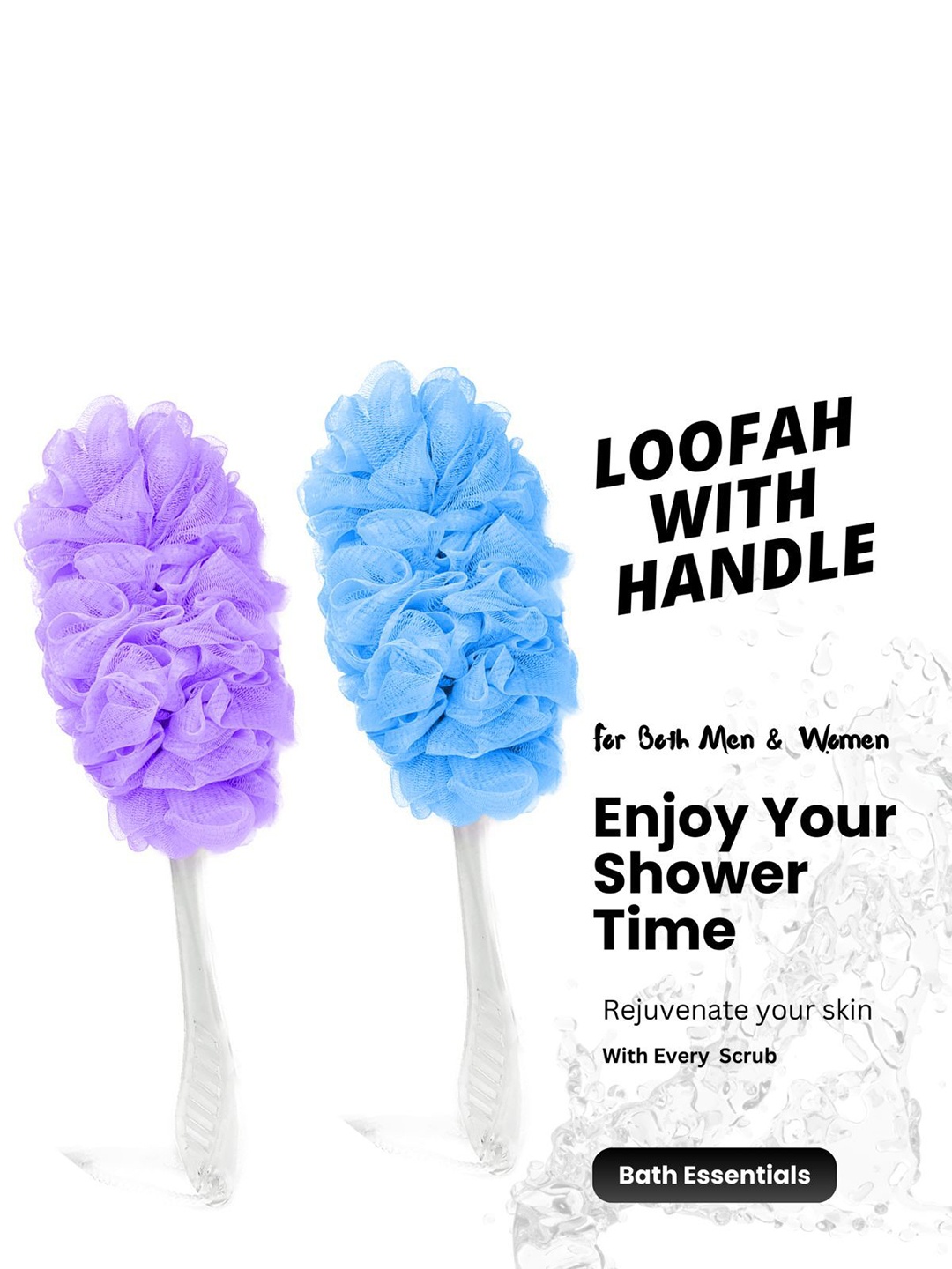 

CareDone Set Of 2 Long Loofah With Handle, Blue