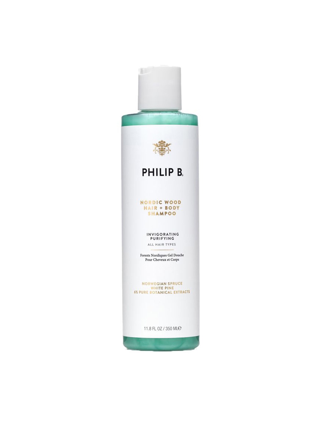 

Philip B Nordic Wood Hair & Body Shampoo With White Pine-350ml, Green