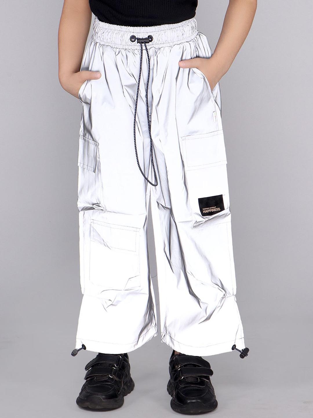 

DDOUDDOU Kids Mid-Rise Cargo Track Pants, White