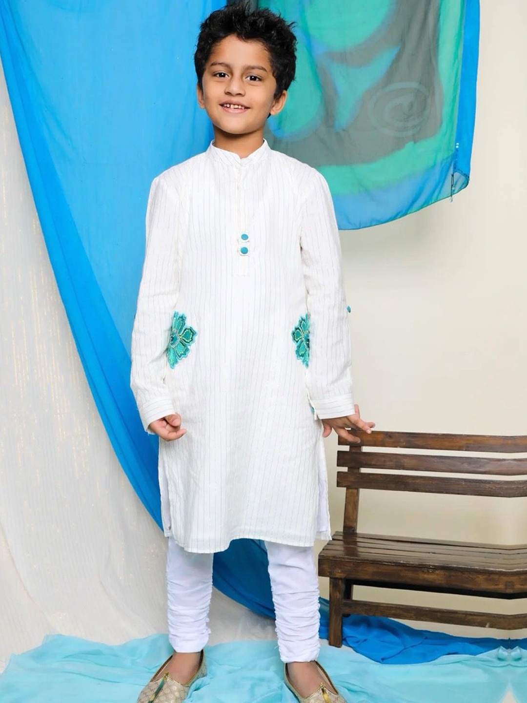 

Miko Lolo Boys Embroidered Straight Kurta, White