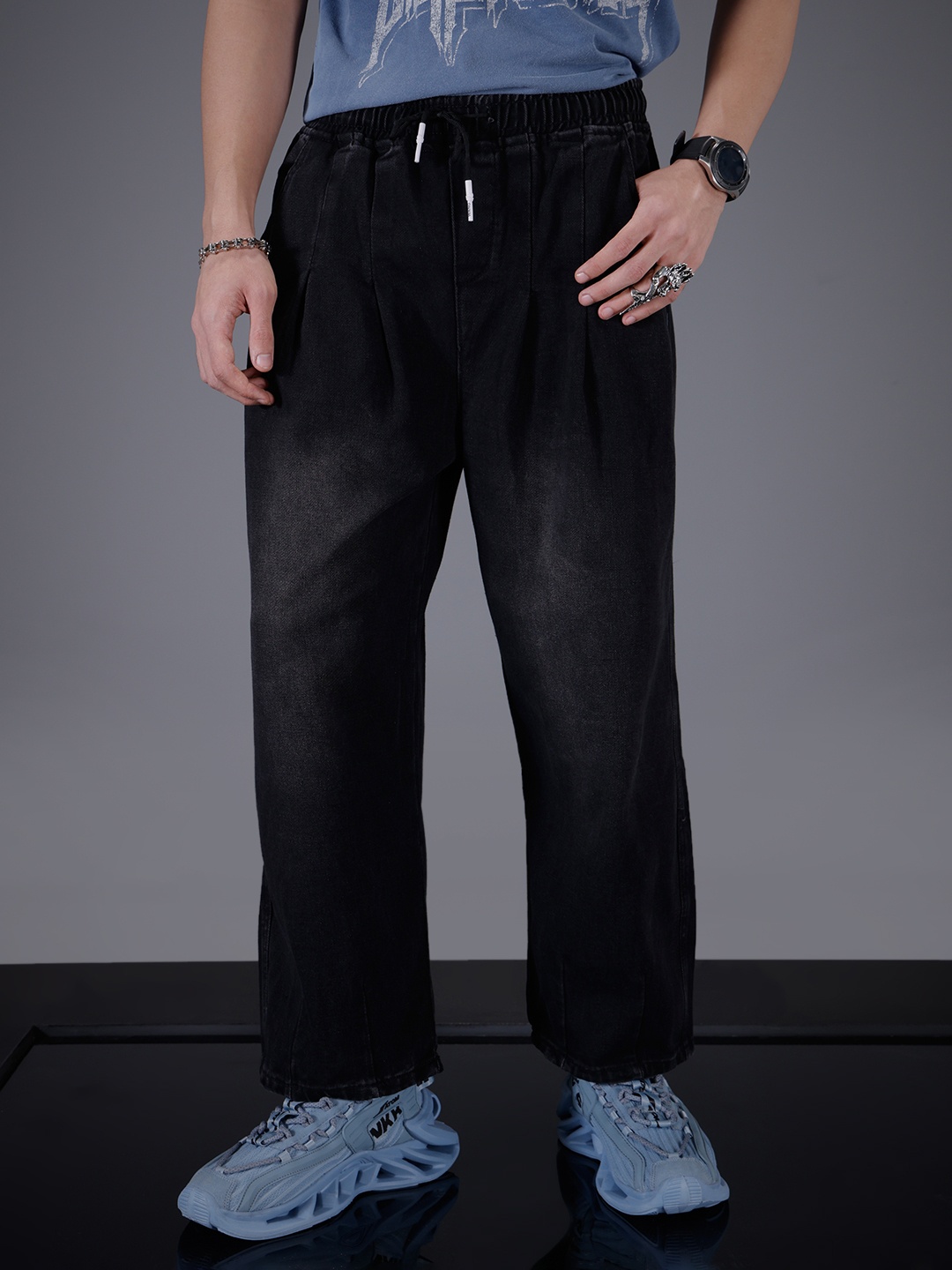 

SOKO STREET Men Baggy Fit Stretchable Jeans, Black