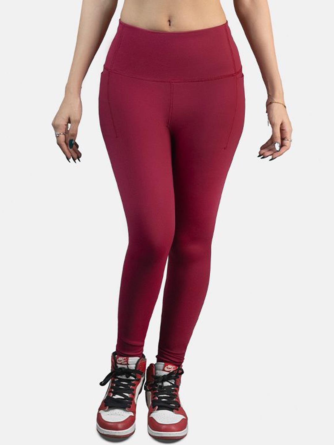 

STRCH Women Ankle Length High Waist Tights, Maroon