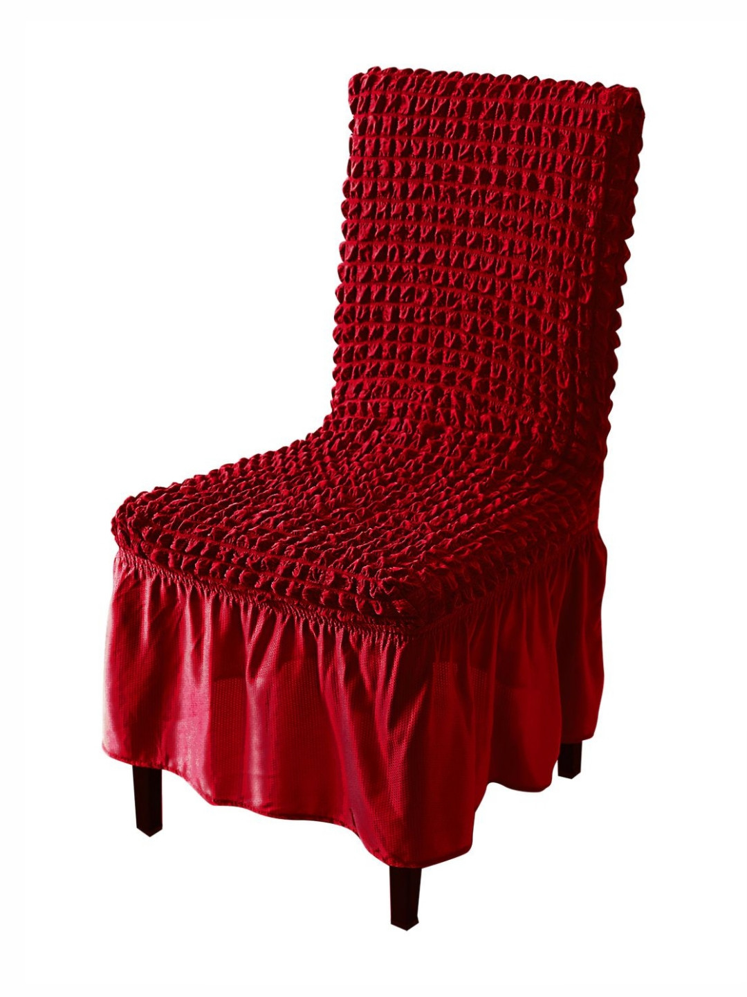 

HOKIPO Red Textured Chair Cover With Frill