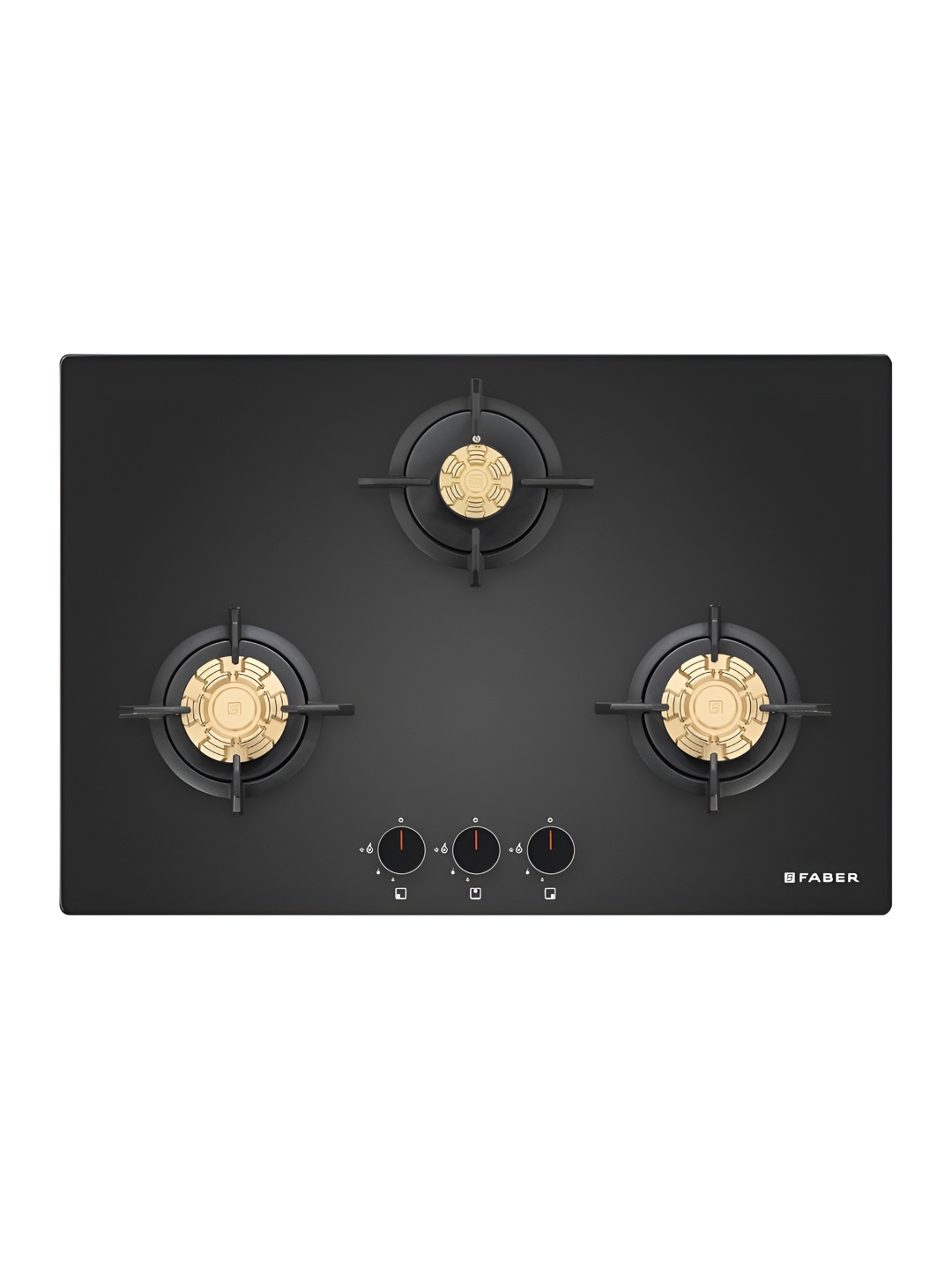 

FABER Black 3 Burner Metal Glass Top Gas Stove