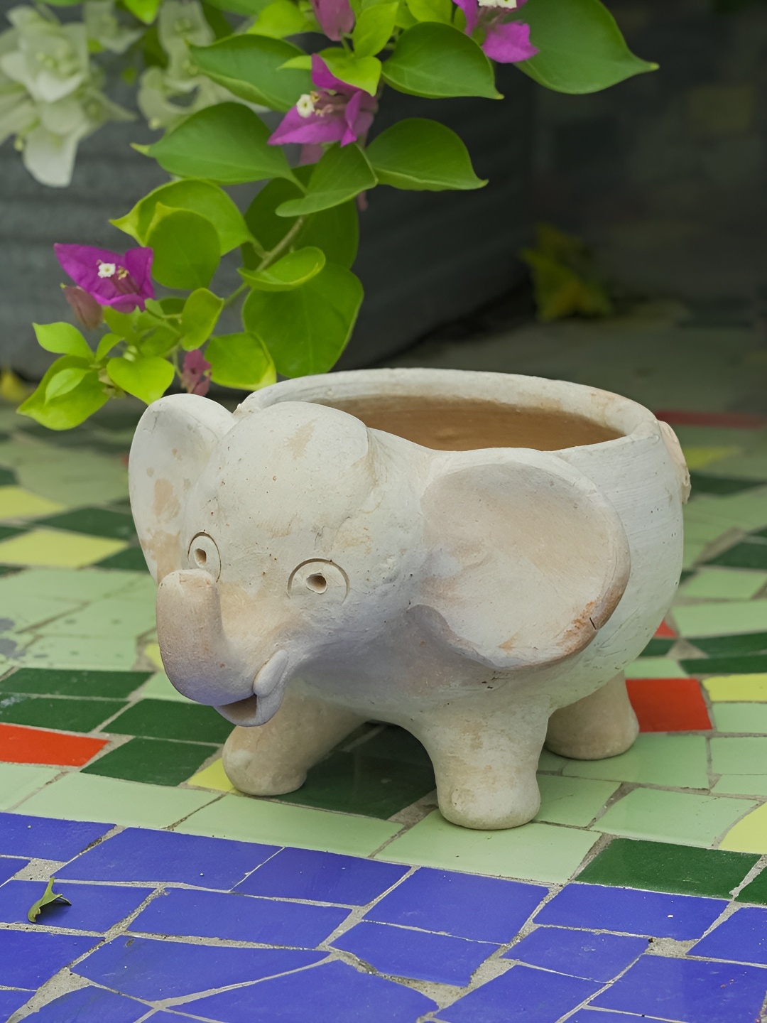 

Swadeh Mini Elephant Clay Planter, Brown