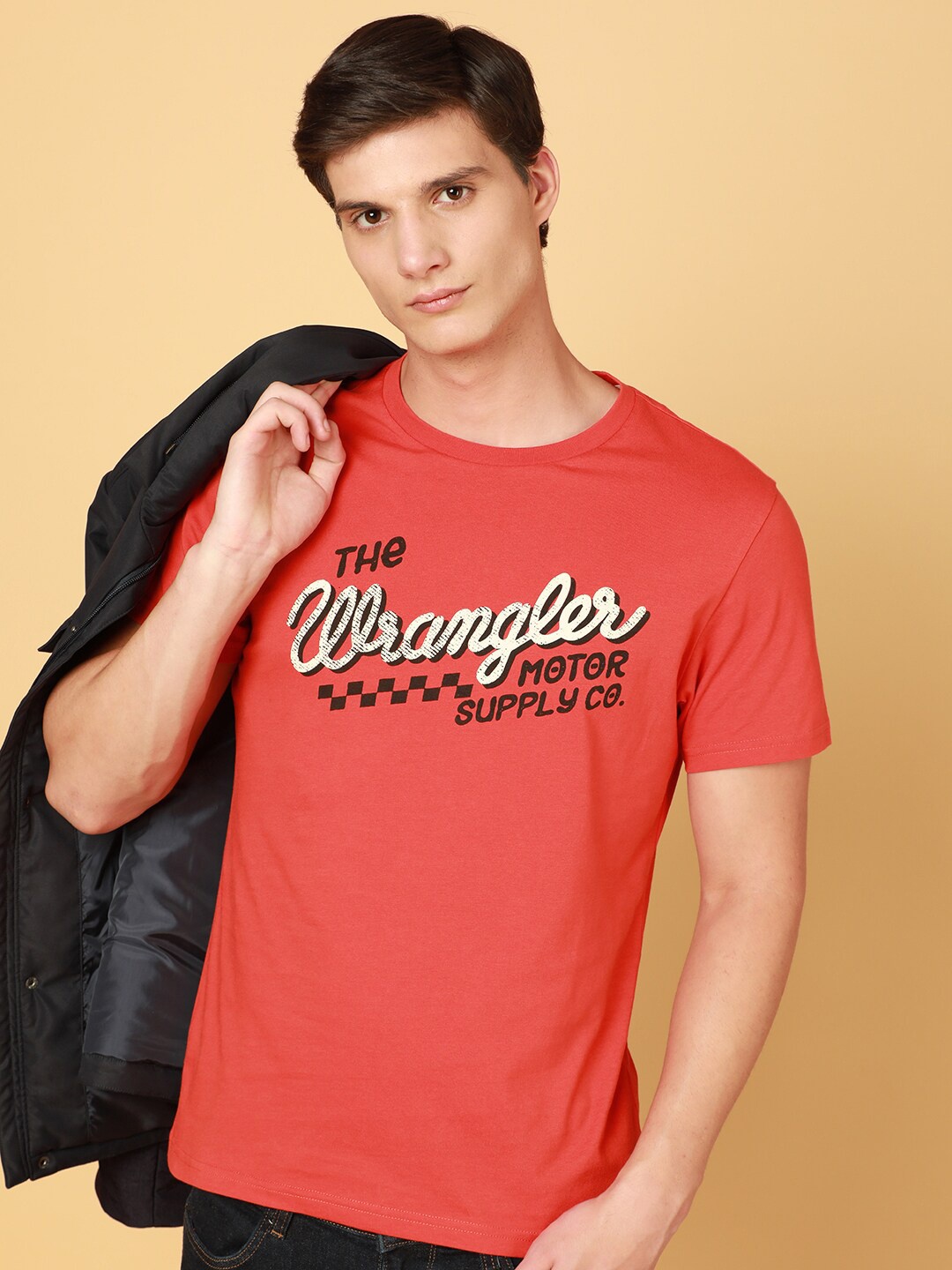 

Wrangler Typography Printed Cotton T-shirt, Red