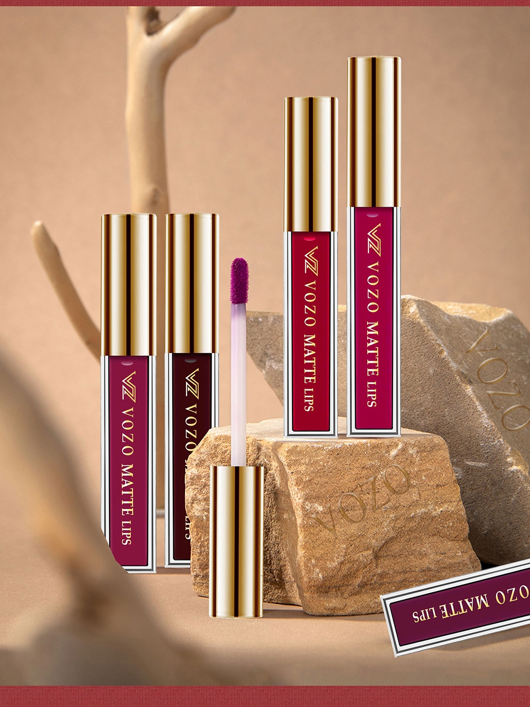 

VOZO Set Of 4 Stay-All-Day Matte Liquid Lipstick-4ml Each-102-103-105-201, Maroon