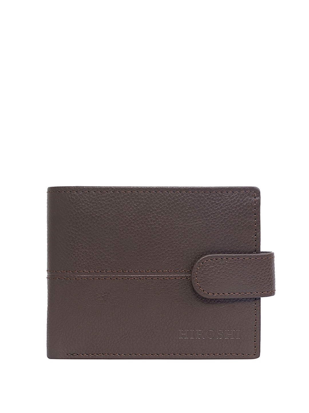 

HIROSHI Men Leather Two Fold Wallet, Brown