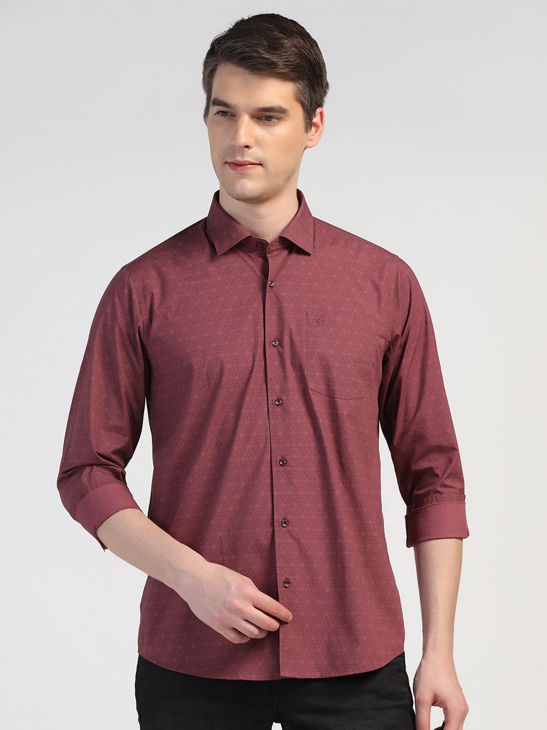 

Blackberrys Men Slim Fit Opaque Printed Casual Shirt, Red