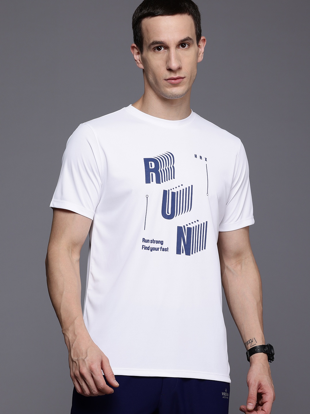 

HRX by Hrithik Roshan Typography Print Running T-shirt, White