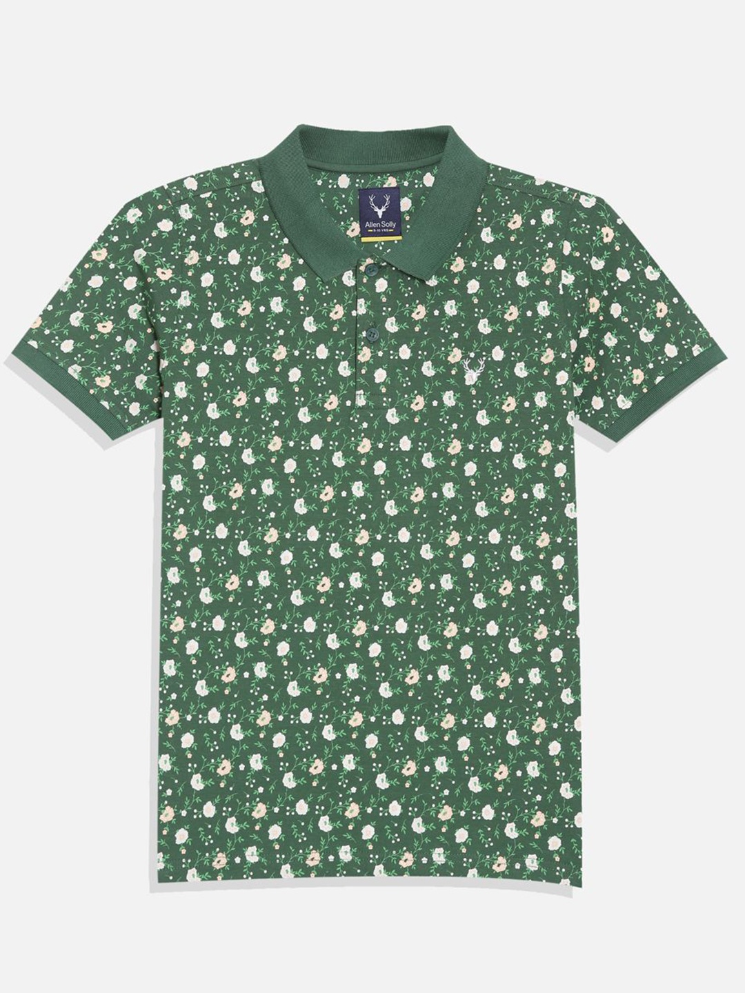 

Allen Solly Junior Boys Floral Printed Polo Collar Cotton T-shirt, Green