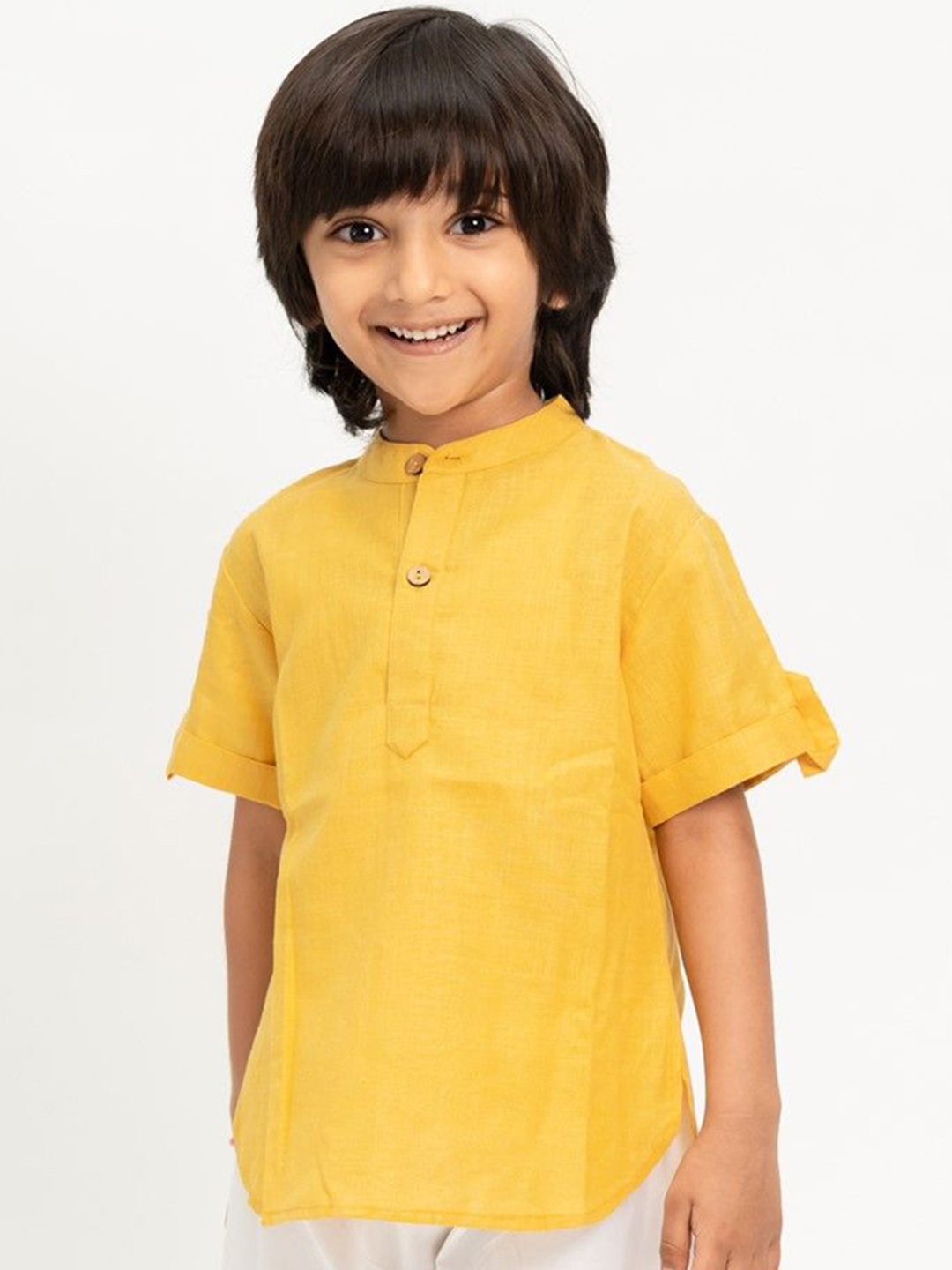 

Klingaru Boys Thread Work Pathani Kurta, Yellow