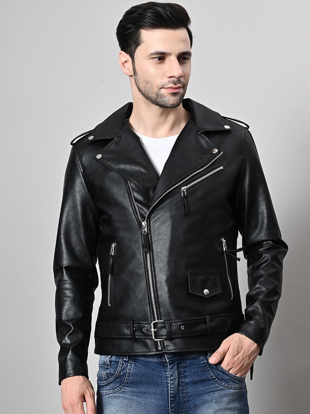 

TBOJ Men Lightweight Biker Jacket, Black