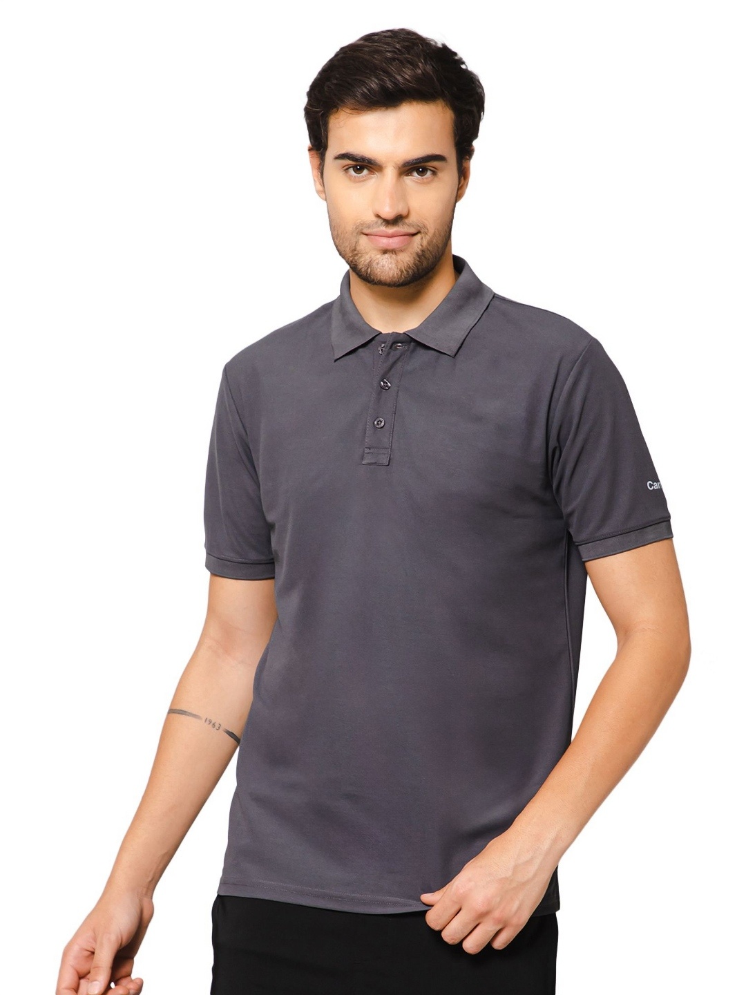 

Canjuice Men Solid Polo Collar T-shirt, Grey