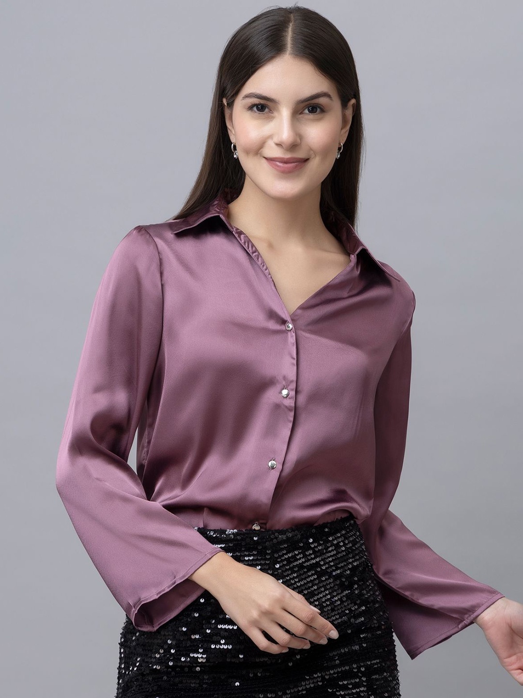 

PURYS WORKSPACE Women Standard Opaque Formal Shirt, Purple