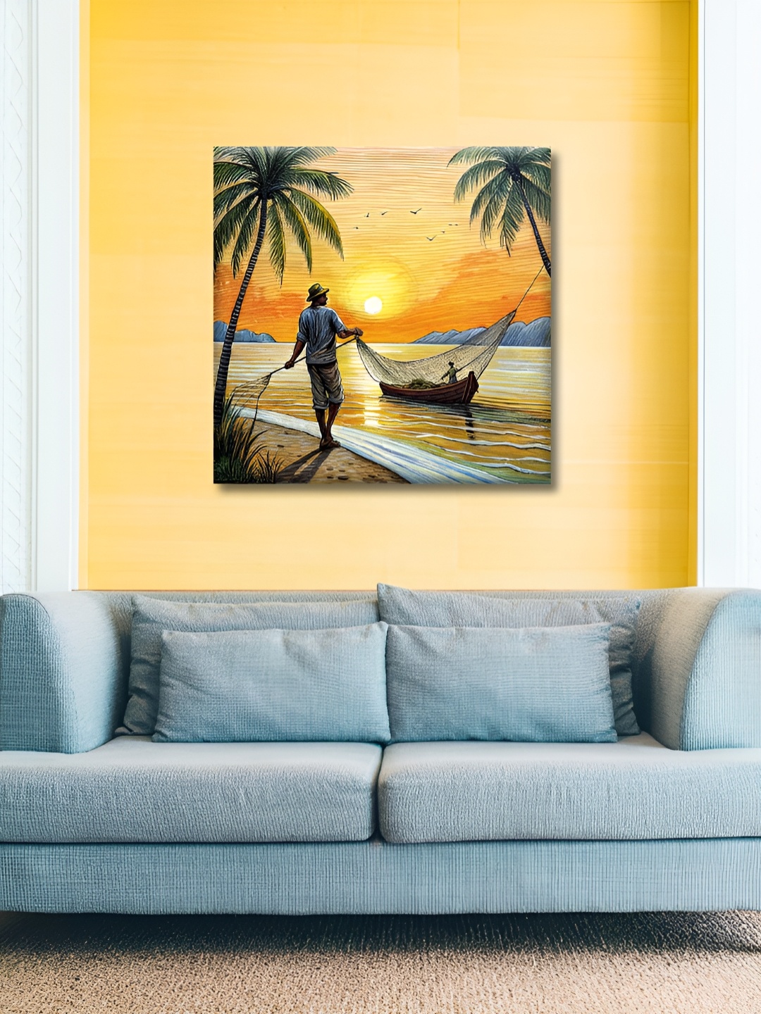 

OLIVE TREE Yellow & Green Floral and Botanical Canvas Wall Paintings