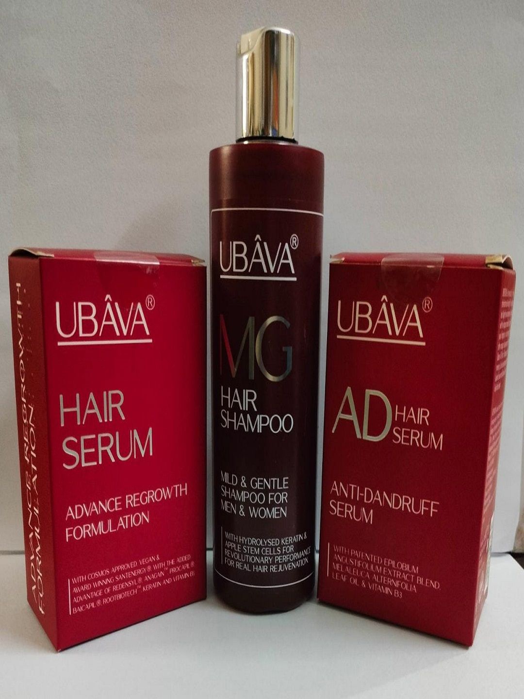 

UBAVA MG Shampoo 250 ml, Hair Serum & AD Serum 30 ml Each, Transparent