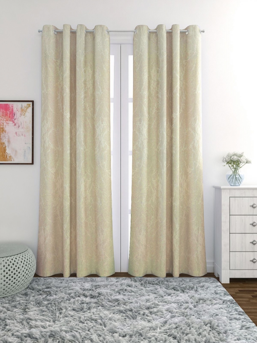 

Myntra Elegant Homes Khaki 2 Pieces Abstract Room Darkening Door Curtain