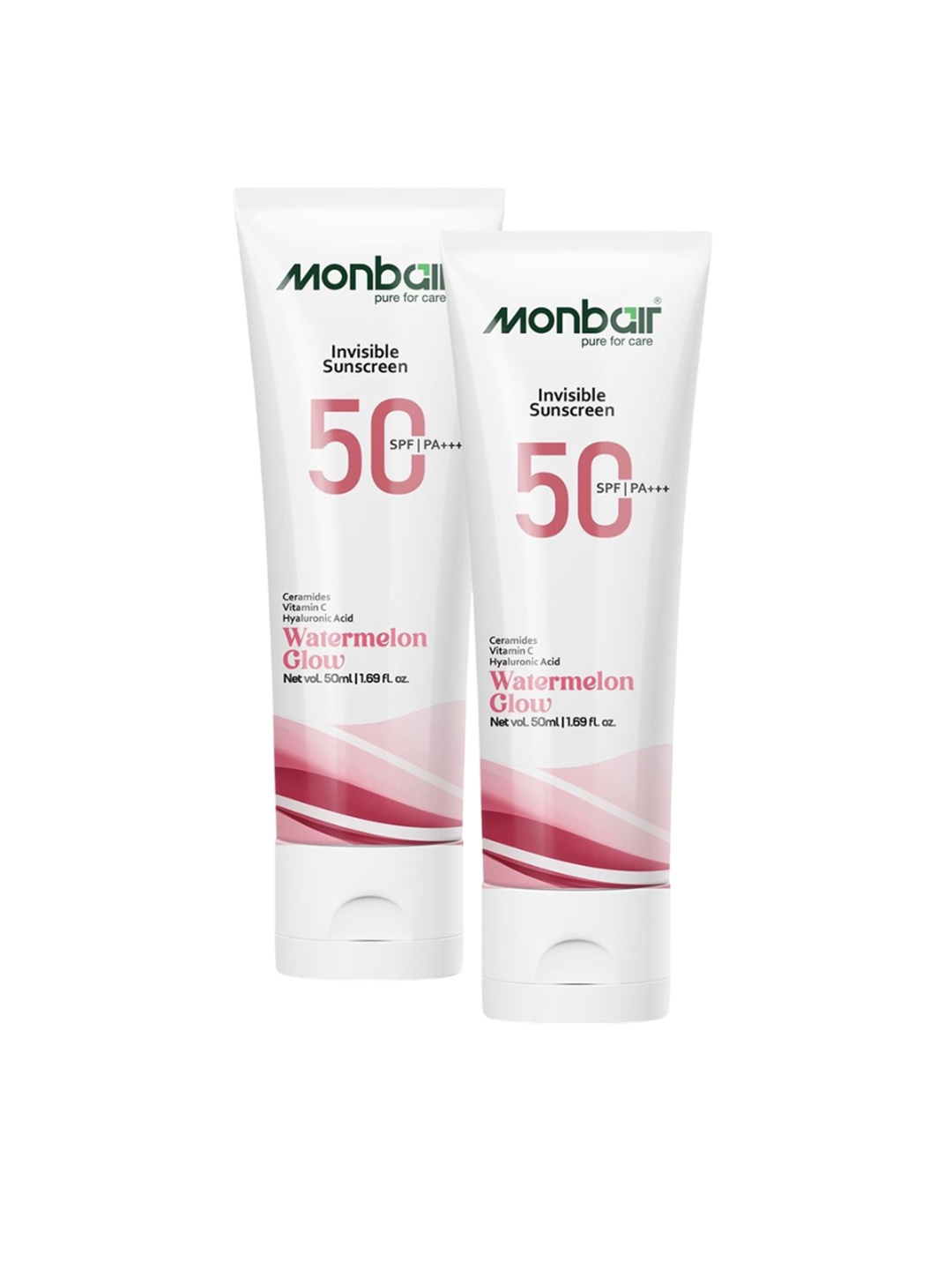 

MONBAIR Set Of 2 Watermelon Glow Sunscreen-SPF 50 PA+++ With Vitamin C-50ml Each, Pink